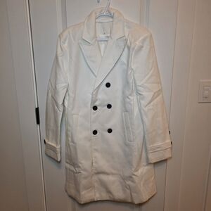 Women double breasted trench coat white - medium